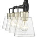 Cameron 4 Light 30 inch Matte Black/Modern Gold Vanity Light Wall Light